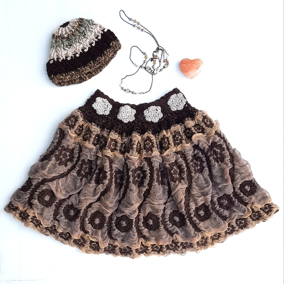 Crocheted Skirt in Neutrals - Picture 1 of 5